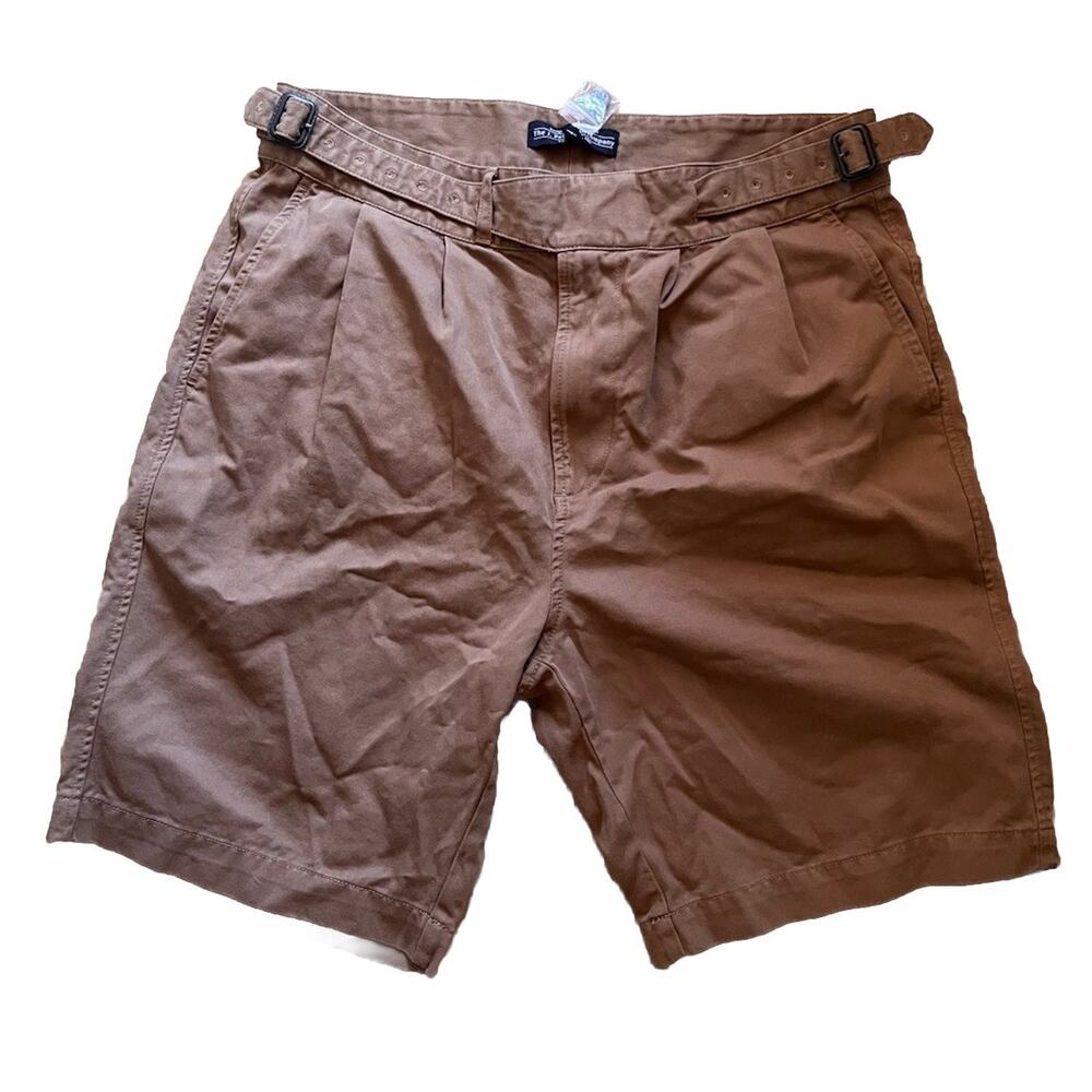 J Peterman Gurkha Shorts Mens 34 Brown Belted Safari Military Chino Shorts NWOT